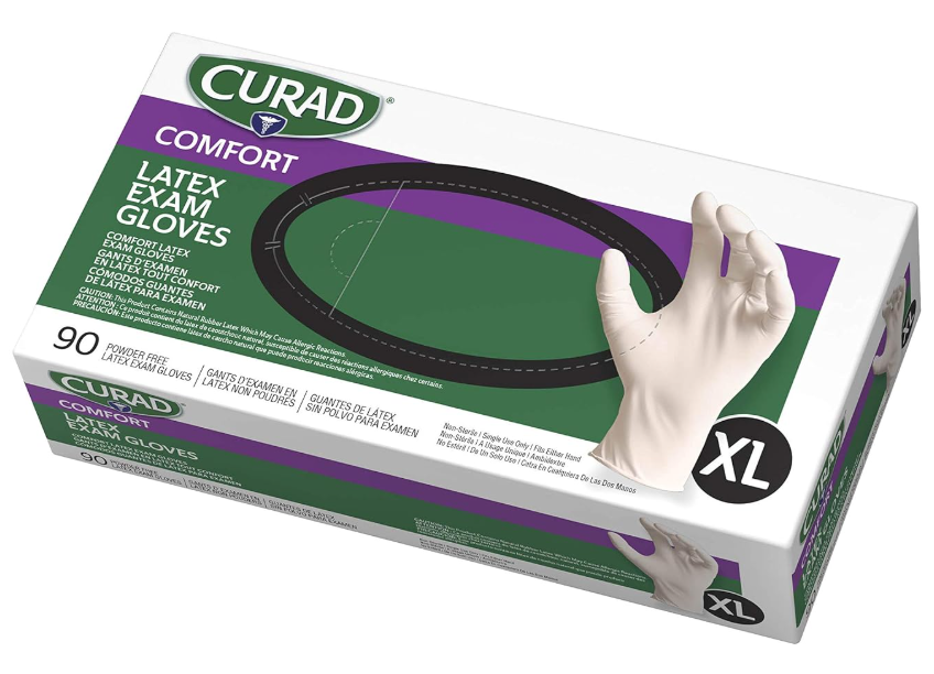 CURAD Powder-Free Textured Latex Exam Gloves (Box)